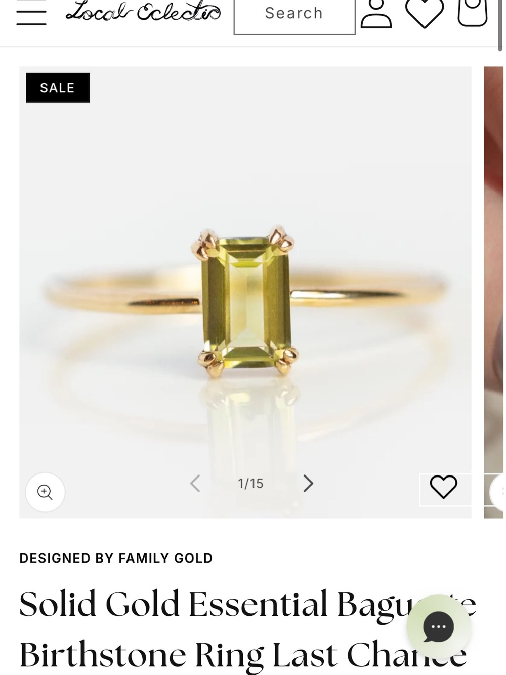 Family Gold Olive-Accent Baguette Birthstone Ring in Gold